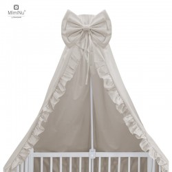 MimiNu - Baldachin pentru patut cu funda si volanas 210x145 cm Material certificat Oeko Tex Standard 100 Colectia Royal Beige