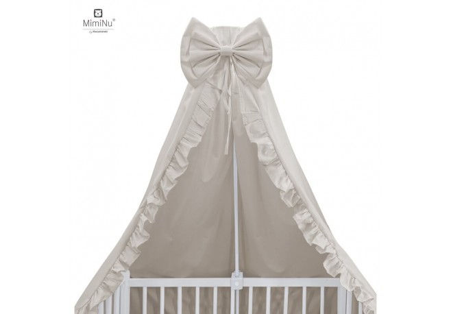 MimiNu - Baldachin pentru patut cu funda si volanas 210x145 cm Material certificat Oeko Tex Standard 100 Colectia Royal Beige