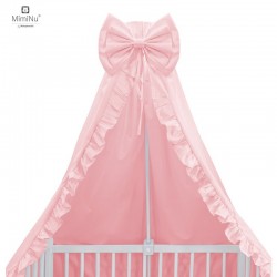 MimiNu - Baldachin pentru patut cu funda si volanas 210x145 cm Materiale certificate Oeko Tex Standard 100 Colectia Royal Powder