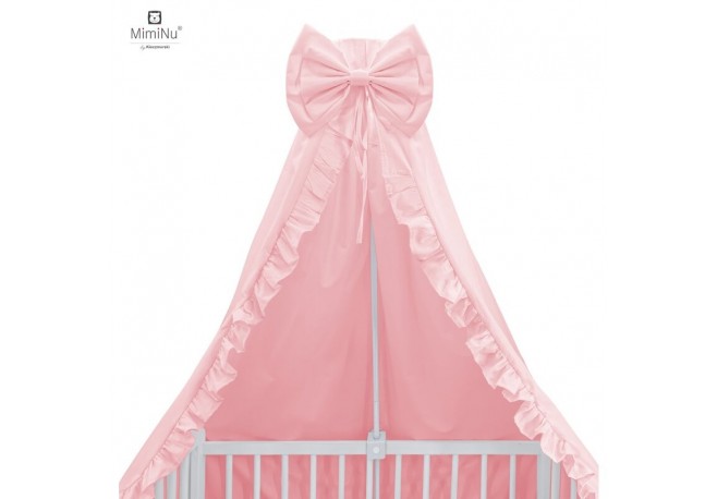 MimiNu - Baldachin pentru patut cu funda si volanas 210x145 cm Materiale certificate Oeko Tex Standard 100 Colectia Royal Powder