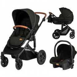 Carucior 3 in 1 Trio Comfort Cu cadru din aluminiu Cu landou intarit Reversibil Scoica auto Parte sport cu sezut reversibil Gean