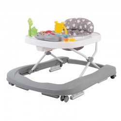 Premergator copii Walker Cu muzica si lumini Cu roti Conform cu standardul european de securitate EN1273:2020 FreeON ZOO Grey