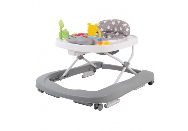 Premergator copii Walker Cu muzica si lumini Cu roti Conform cu standardul european de securitate EN1273:2020 FreeON ZOO Grey