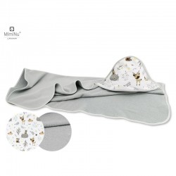 MimiNu - Prosop mare cu gluga Dimensiune 100x100 cm Din bumbac si thermo fleece Materiale certificate Oeko Tex Standard 100 Fore