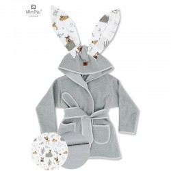 MimiNu - Halat de baie cu urechi 6 - 24 luni Moale Cu buzunare Cu cordon Din bumbac si thermo fleece Materiale certificate Oeko 