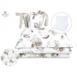 MimiNu - Set lenjerie patut 5 piese Cu pilota si perna Din bumbac certificat Oeko Tex Standard 100 Pentru patut 120x60 cm Austra