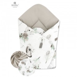 MimiNu - Paturica de infasat cu doua fete Cu multiple utilizari Cu inchidere arici velcro Dimensiune 75x75 cm Din bumbac certifi