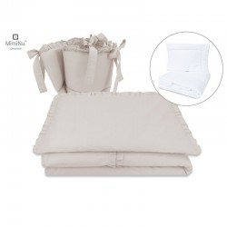 MimiNu - Set lenjerie patut 5 piese Cu volanase Cu pilota si perna Din bumbac certificat Oeko Tex Standard 100 Pentru patut 120x