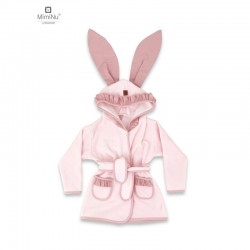 MimiNu - Halat de baie cu urechi 6 - 24 luni Moale Cu volanase Cu buzunare Cu cordon Din bumbac si thermo fleece Materiale certi