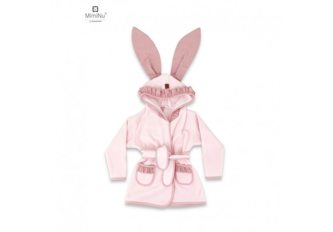 MimiNu - Halat de baie cu urechi 6 - 24 luni Moale Cu volanase Cu buzunare Cu cordon Din bumbac si thermo fleece Materiale certi