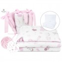 MimiNu - Set lenjerie patut 5 piese Cu pilota si perna Din bumbac certificat Oeko Tex Standard 100 Pentru patut 120x60 cm Baby S