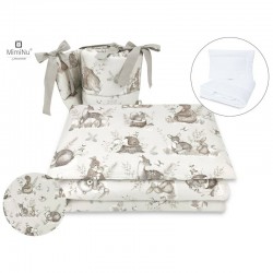 MimiNu - Set lenjerie patut 5 piese Cu pilota si perna Din bumbac certificat Oeko Tex Standard 100 Pentru patut 120x60 cm Design