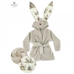MimiNu - Halat de baie cu urechi 6 - 24 luni Moale Cu buzunare Cu cordon Din bumbac si thermo fleece Materiale certificate Oeko 