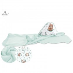 MimiNu - Prosop mare cu gluga Dimensiune 100x100 cm Din bumbac si thermo fleece Materiale certificate Oeko Tex Standard 100 Lulu