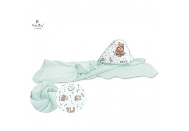 MimiNu - Prosop mare cu gluga Dimensiune 100x100 cm Din bumbac si thermo fleece Materiale certificate Oeko Tex Standard 100 Lulu