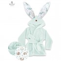 MimiNu - Halat de baie cu urechi 6 - 24luni Moale Cu buzunare Cu cordon Din bumbac si thermo fleece Materiale certificate Oeko T