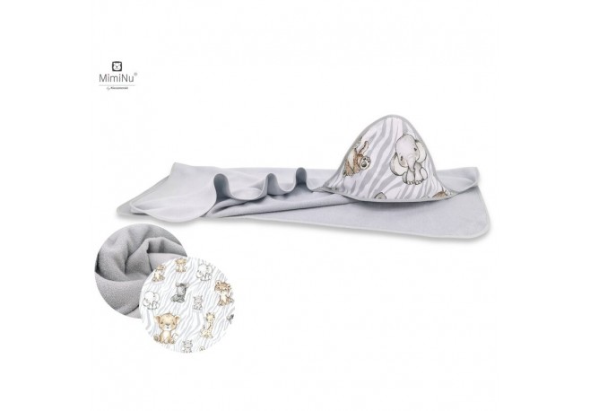 MimiNu - Prosop mare cu gluga Dimensiune 100x100 cm Din bumbac si thermo fleece Materiale certificate Oeko Tex Standard 100 Safa