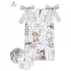 MimiNu - Organizator pentru patut Din bumbac certificat Oeko Tex Standard 100 Cu 6 compartimente Cu doua panglici 70x40 cm Safar