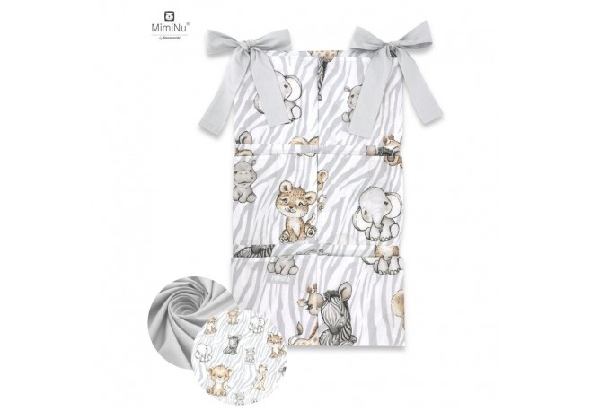 MimiNu - Organizator pentru patut Din bumbac certificat Oeko Tex Standard 100 Cu 6 compartimente Cu doua panglici 70x40 cm Safar