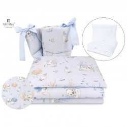 MimiNu - Set lenjerie patut 5 piese Cu pilota si perna Din bumbac certificat Oeko Tex Standard 100 Pentru patut 120x60 cm Design