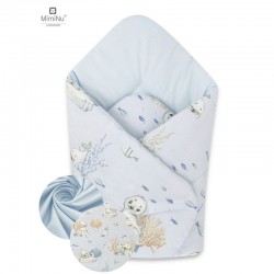 MimiNu - Paturica de infasat cu doua fete Cu multiple utilizari Cu inchidere arici velcro Dimensiune 75x75 cm Din bumbac certifi