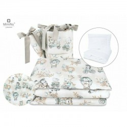 MimiNu - Set lenjerie patut 5 piese Cu pilota si perna Din bumbac certificat Oeko Tex Standard 100 Pentru patut 120x60 cm Design
