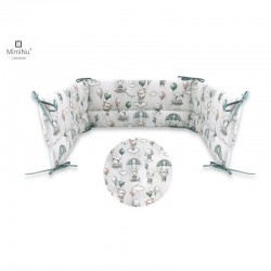 MimiNu - Aparatoare pentru patut 120x60 cm Din bumbac certificat Oeko Tex Standard 100 Cu inaltimea de 30 cm Cu panglici Parachu