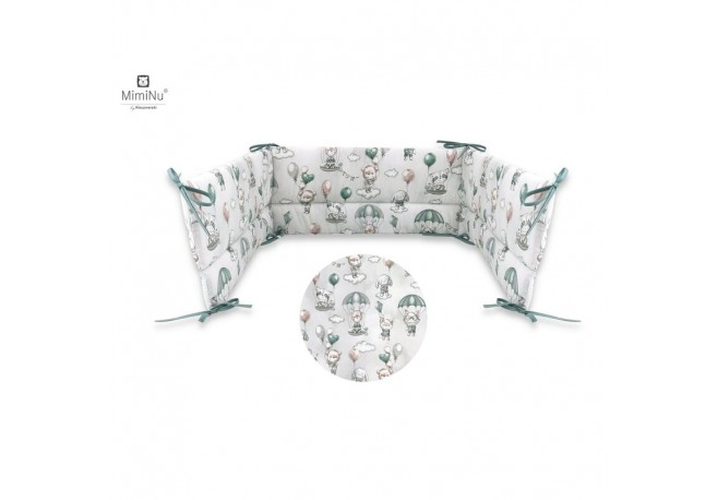 MimiNu - Aparatoare pentru patut 120x60 cm Din bumbac certificat Oeko Tex Standard 100 Cu inaltimea de 30 cm Cu panglici Parachu