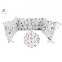 MimiNu - Aparatoare pentru patut 120x60 cm Din bumbac certificat Oeko Tex Standard 100 Cu inaltimea de 30 cm Cu panglici Parachu