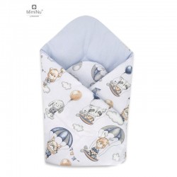 MimiNu - Paturica de infasat cu doua fete Cu multiple utilizari Cu inchidere arici velcro Dimensiune 75x75 cm Din bumbac certifi