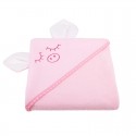 Qmini - Prosop cu gluga cu urechi Din bumbac Dimensiune mare 80x80 cm Pink Piggy