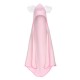 Qmini - Prosop cu gluga cu urechi Din bumbac Dimensiune mare 80x80 cm Pink Piggy