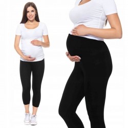 Qmini - Colanti pentru gravide Cu talie speciala 3/4 Din bumbac Masura M Black