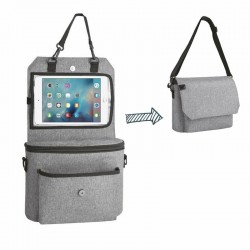 Organizator auto si pentru carucior 3 in 1 Transformabil in gentuta mamici Cu suport pentru tableta iPad Cu buzunare FreeON Grey
