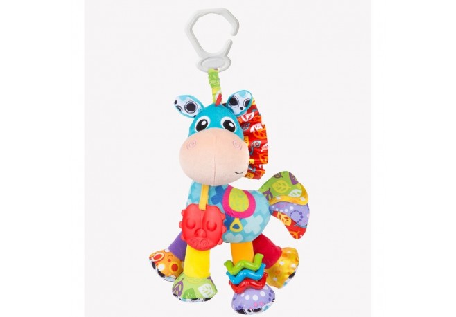 Jucarie mare pentru carucior scoica auto si patut Cu jucarie de dentitie Cu sunete Activity Friend Clip Clop 39 cm Playgro
