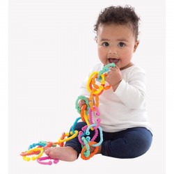 Jucarii de dentitie inele Atasabile la carucior scoica auto si patut 24 piese Loopy Links Playgro