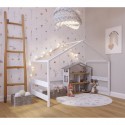 Casuta de joaca din lemn certificat FSC In stil scandinav YappyHytte House YappyKids 169x89x135 cm Alb
