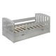 Patut junior cu sertar compartimentat YappyLux din lemn Cu laterala de protectie YappyKids 160x80 cm Gri