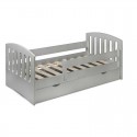 Patut junior cu sertar compartimentat YappyLux din lemn Cu laterala de protectie YappyKids 160x80 cm Gri