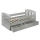 Patut junior cu sertar compartimentat YappyLux din lemn Cu laterala de protectie YappyKids 160x80 cm Gri