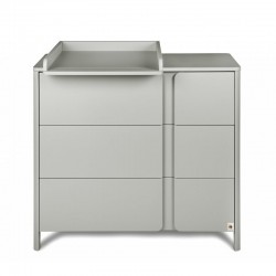 Comoda de infasat YappyClassic din lemn Cu trei sertare Cu blat de infasat detasabil YappyKids 105x50x90 cm Gri