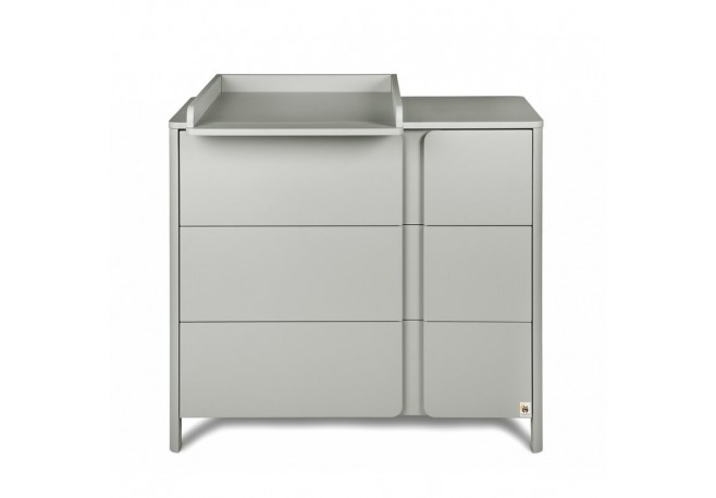 Comoda de infasat YappyClassic din lemn Cu trei sertare Cu blat de infasat detasabil YappyKids 105x50x90 cm Gri