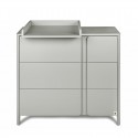 Comoda de infasat YappyClassic din lemn Cu trei sertare Cu blat de infasat detasabil YappyKids 105x50x90 cm Gri