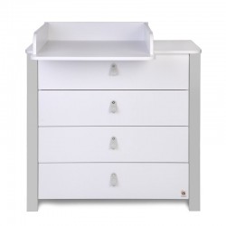 Comoda de infasat YappyEtude din lemn Cu patru sertare Cu blat de infasat detasabil YappyKids 89x86x50 cm Gri