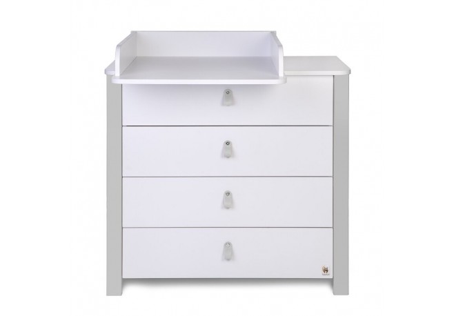 Comoda de infasat YappyEtude din lemn Cu patru sertare Cu blat de infasat detasabil YappyKids 89x86x50 cm Gri