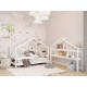 Patut tip casuta YappyHytte Bed din lemn certificat FSC Transformabil in casuta de joaca Cu bariera de protectie In stil scandin