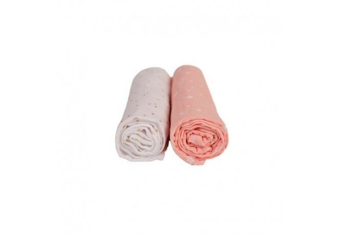 Set 2 scutece din muselina YappyBlush&Blanc Refolosibile si cu multiple utilizari Din Bumbac YappyKids Dimensiune mare 70x100cm 