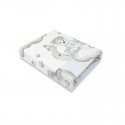 Qmini - Cearceaf cu elastic pentru patut 140X70 cm Din bumbac certificat Oeko Tex Standard 100 Teddy Bear with Blue Heart