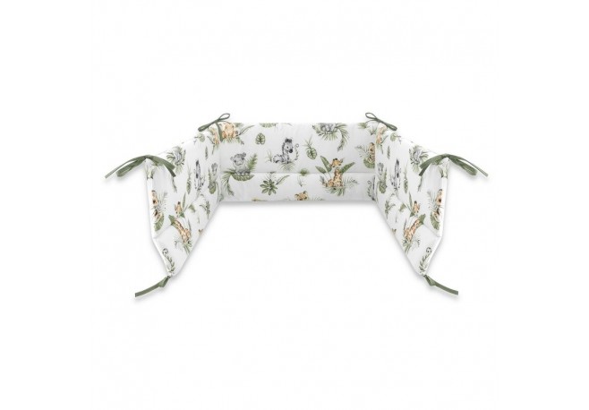 Qmini - Aparatoare pentru patut 120x60 cm Din bumbac certificat Oeko Tex Standard 100 180x30 cm Cu panglici Safari