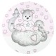 Qmini - Aparatoare pentru patut 120x60 cm Din bumbac certificat Oeko Tex Standard 100 180x30 cm Cu panglici Teddy Bear with Pink
